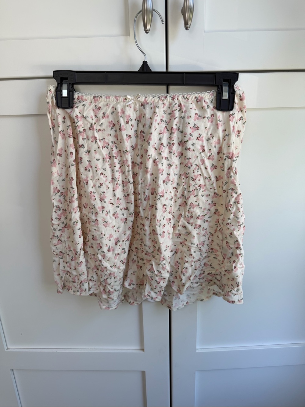 SO Cream Mini Skirt with Pink Floral Print